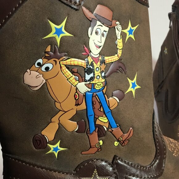 Disney Pixar Toy Story Woody & Bullseye Toddler Boys Size 11 Brown Cowboy Boots - Picture 6 of 9